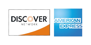 Discover logo, american express logo